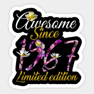 Awesome since 1967 Tee 55 Year Old Floral 55th Birthday Sticker
